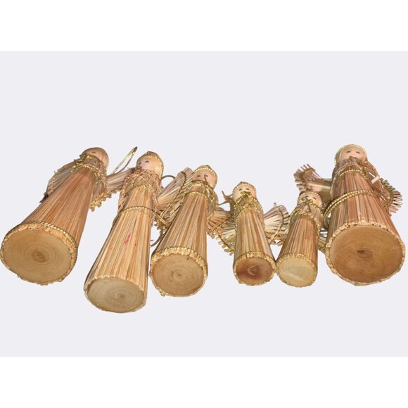 Handcrafted Wood Stick Christmas Angel Decoration Ornaments Set of Six - Picture 7 of 9